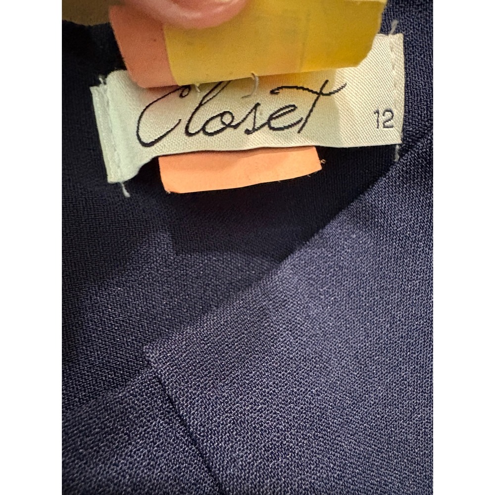 Closet London Womens Navy Blue Colorblock Pleated Fit and Flare Dress Size 12 - Picture 3 of 3